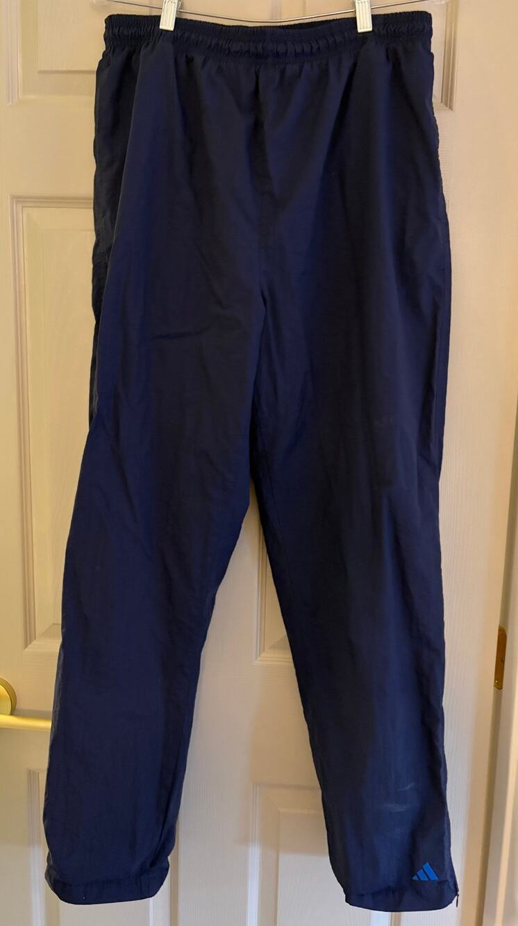 Vintage Adidas Mesh Lined Track Pants Navy Blue Mens Size L Embroidered Logo